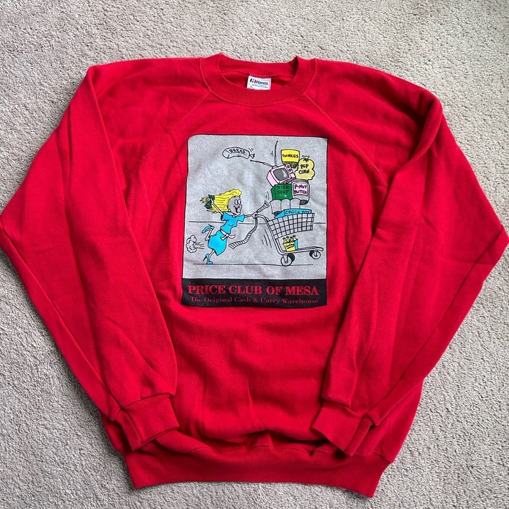 Hanes Vintage 90s Men’s Red Graphic Crewneck Sweatshirt Size XL